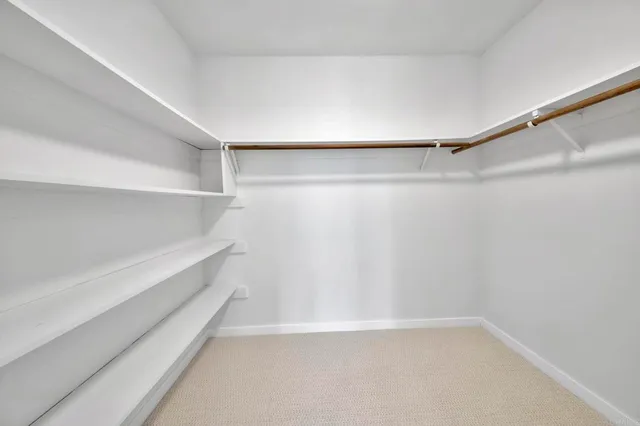 a view of an empty walk in closet