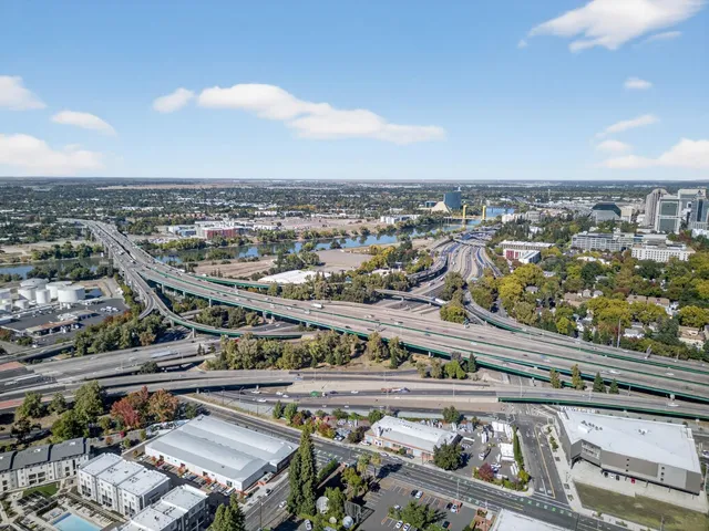 an aerial view of a city