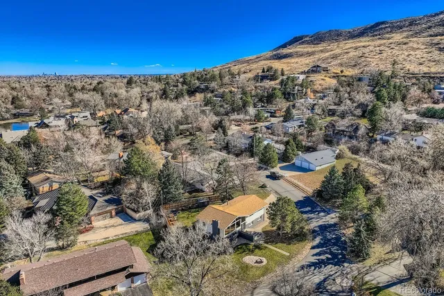 a view of a city with mountains in the background