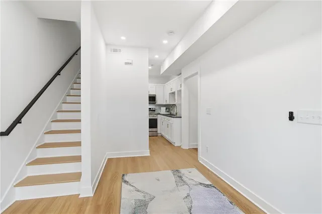 an empty room with windows