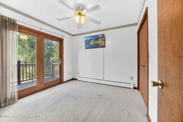 a room with a black white checkered floor