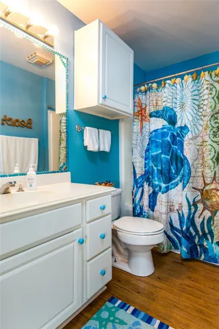 a bathroom with a sink toilet and mirror