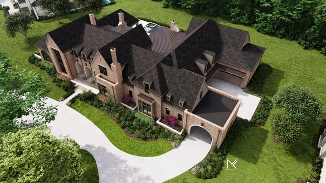 an aerial view of a house