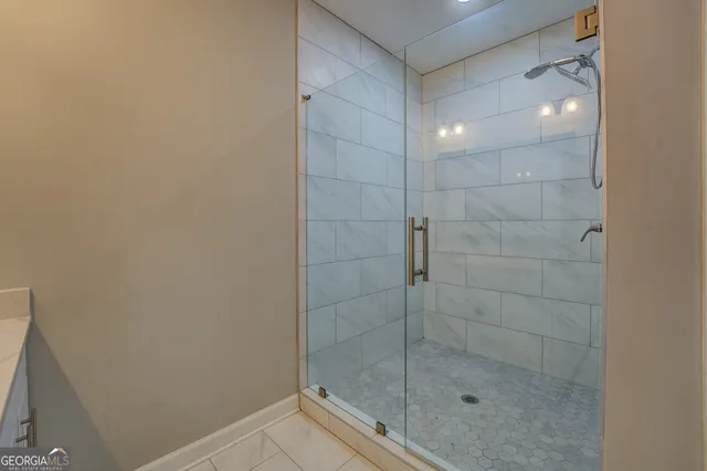 a bathroom with a shower