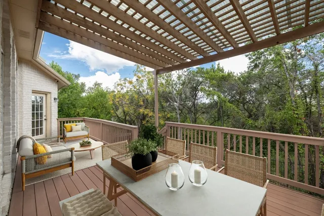 a view of a patio on the roof deck