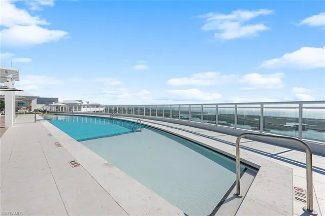 a view of outdoor space and swimming pool