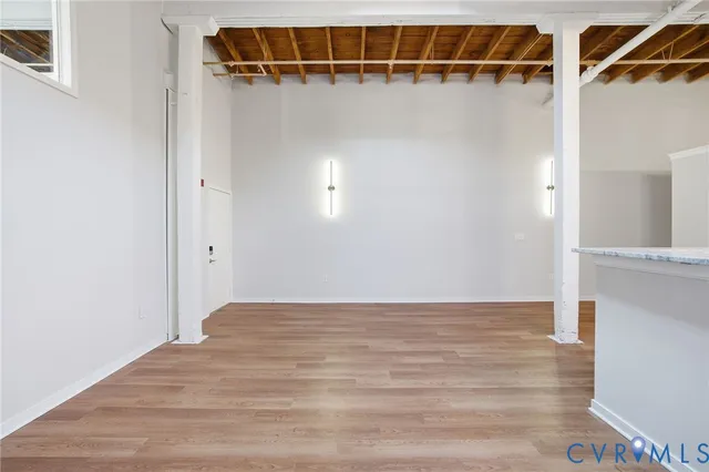 a view of an empty walk in closet