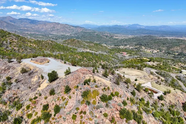 a view of a city with a mountain