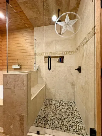 a bathroom with a shower
