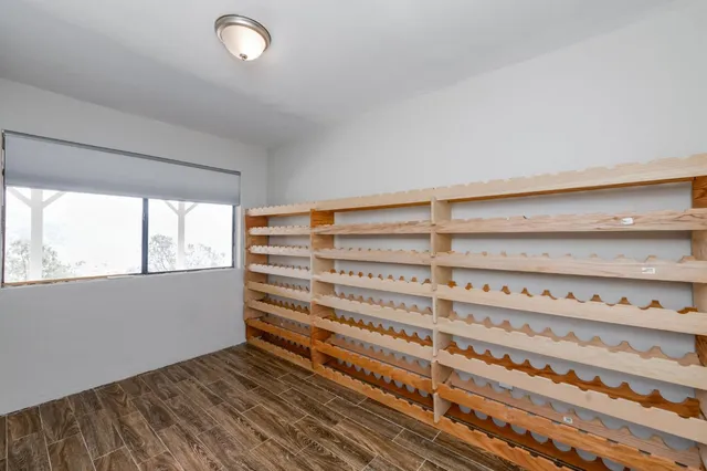 a view of a room with a window