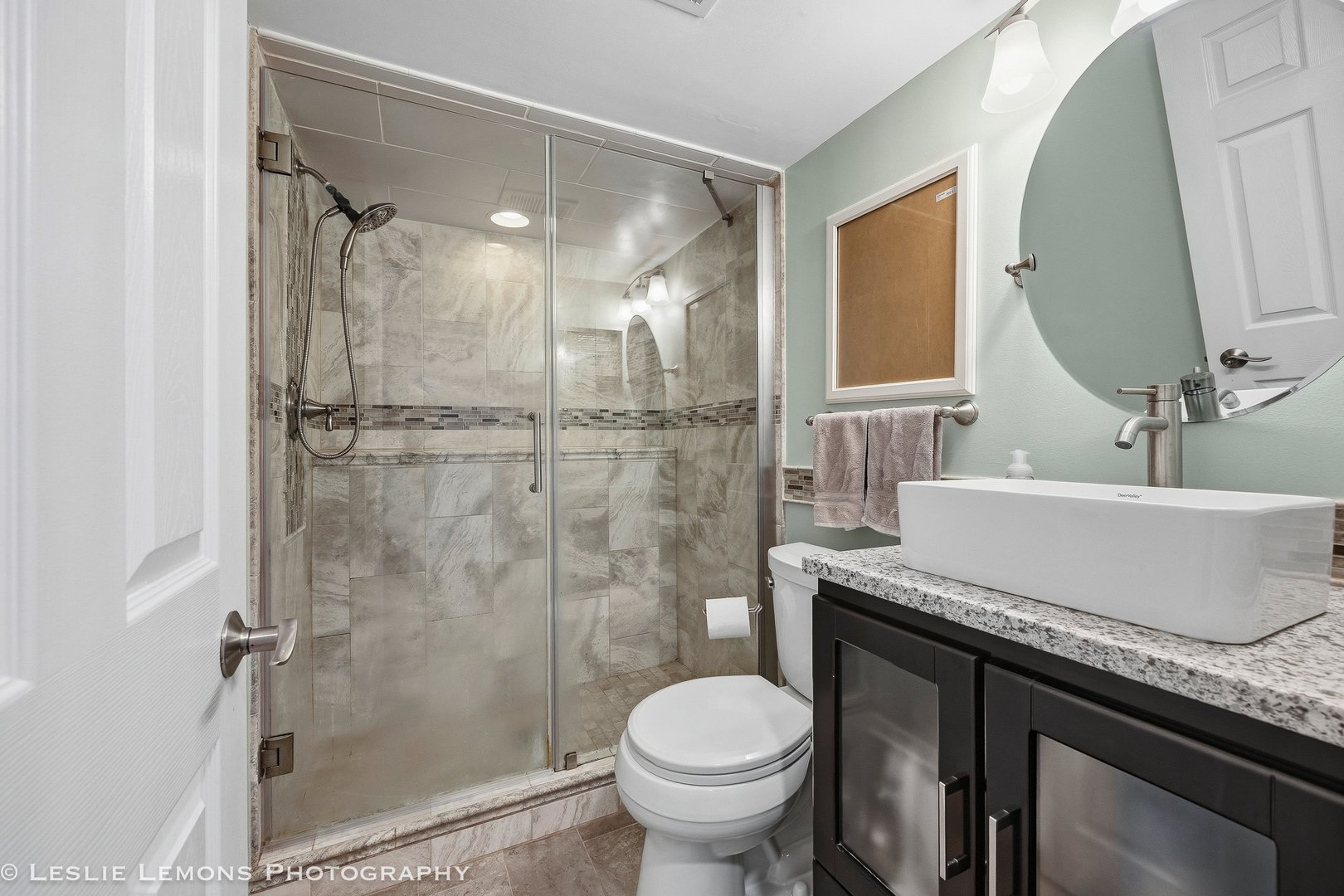 497 Sequoia Trail Roselle, IL 60172 - Photo 20 of 21 a bathroom with a granite countertop sink toilet and shower