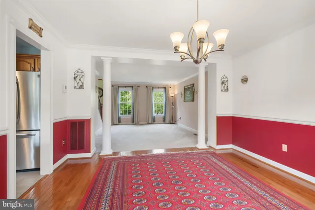 a view of a livingroom with a chandelier
