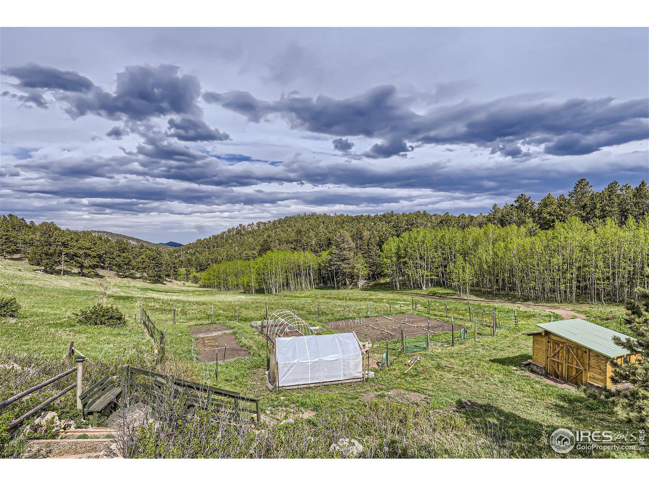 641 Ranch Road Ward, CO 80481 - Photo 29 of 40 a view of a big yard with an outdoor space and seating