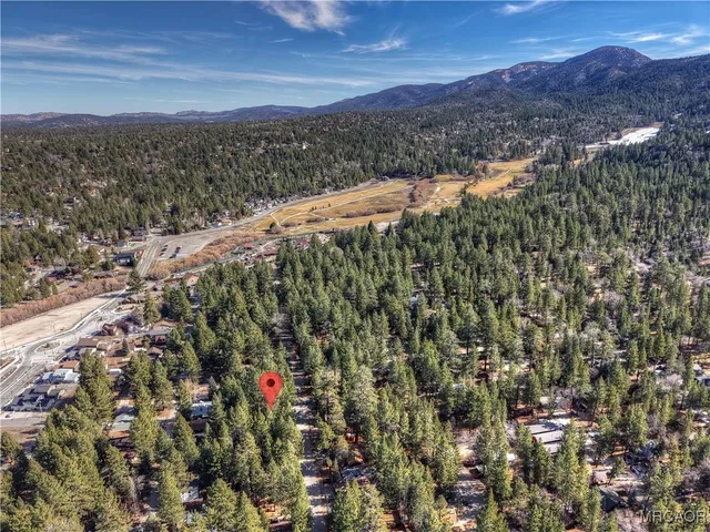 a view of a city with lush green forest