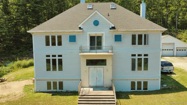 a aerial view of a house yard