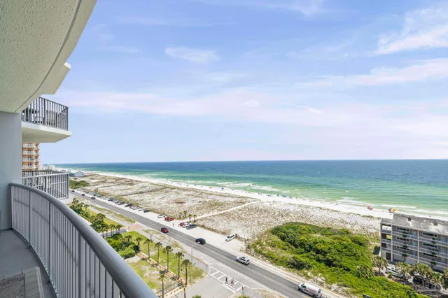 a city view with tall buildings