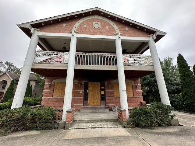 a front view of a house with entryway