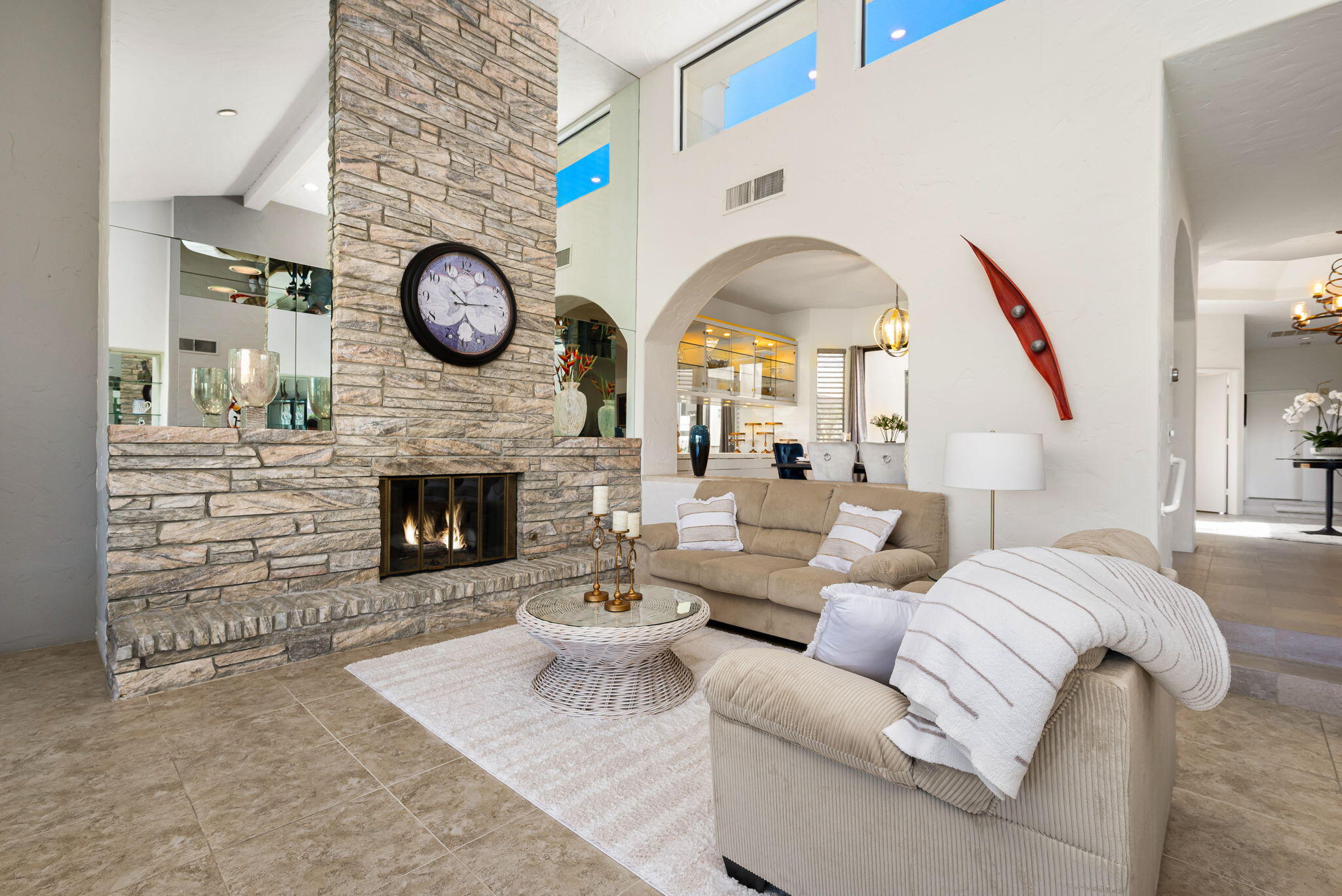 80449 Pebble Beach La Quinta, CA 92253 - Photo 33 of 60 a living room with furniture and a fireplace