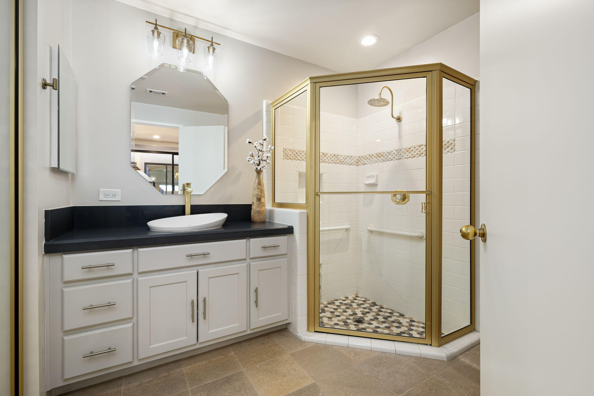 80449 Pebble Beach La Quinta, CA 92253 - Photo 55 of 60 a bathroom with a double vanity sink and mirror