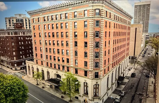 a front view of a building