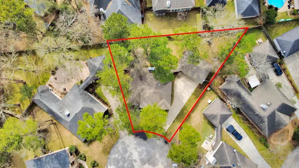 an aerial view of a house