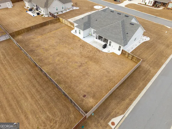 an aerial view of a house