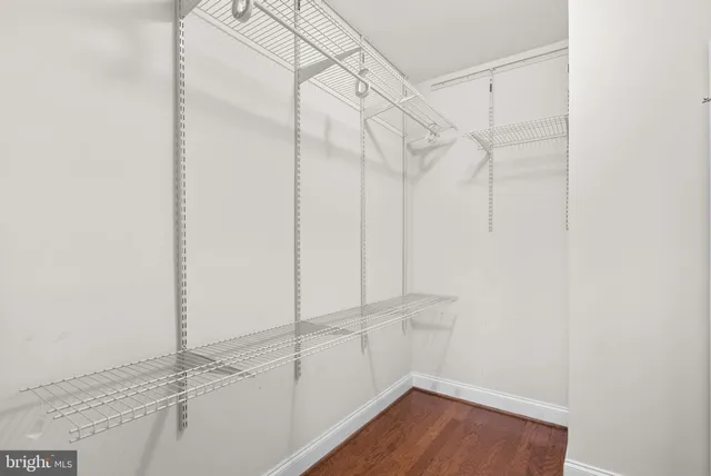 a view of a room with racks on the wall