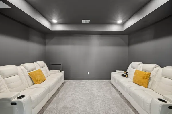 a living room with furniture and a couch