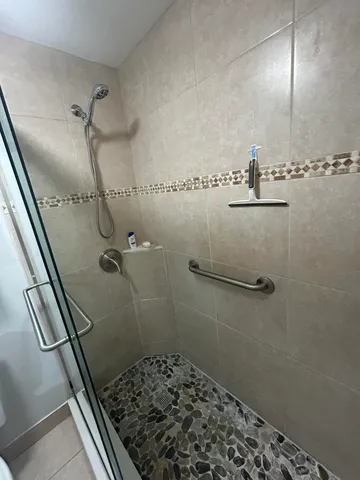 a bathroom with a shower