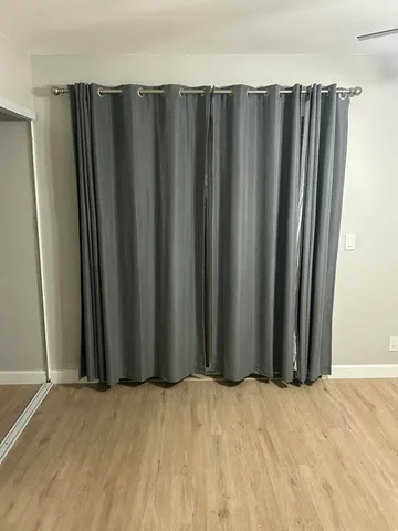 a view of a black and white door