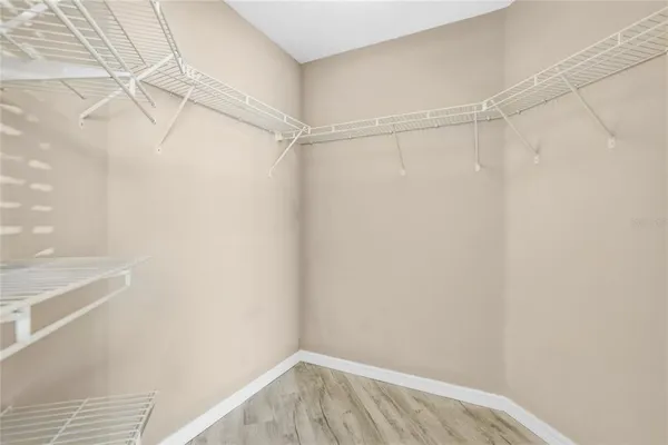 a view of a room with racks on the wall