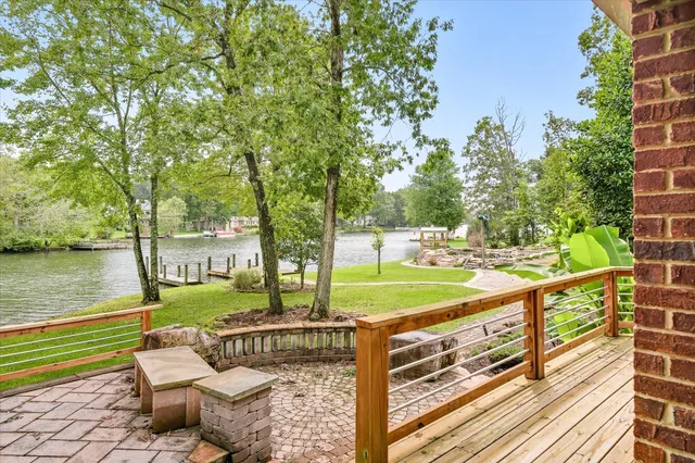 a view of a garden with lake view