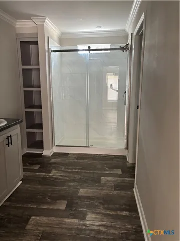 a view of wooden door