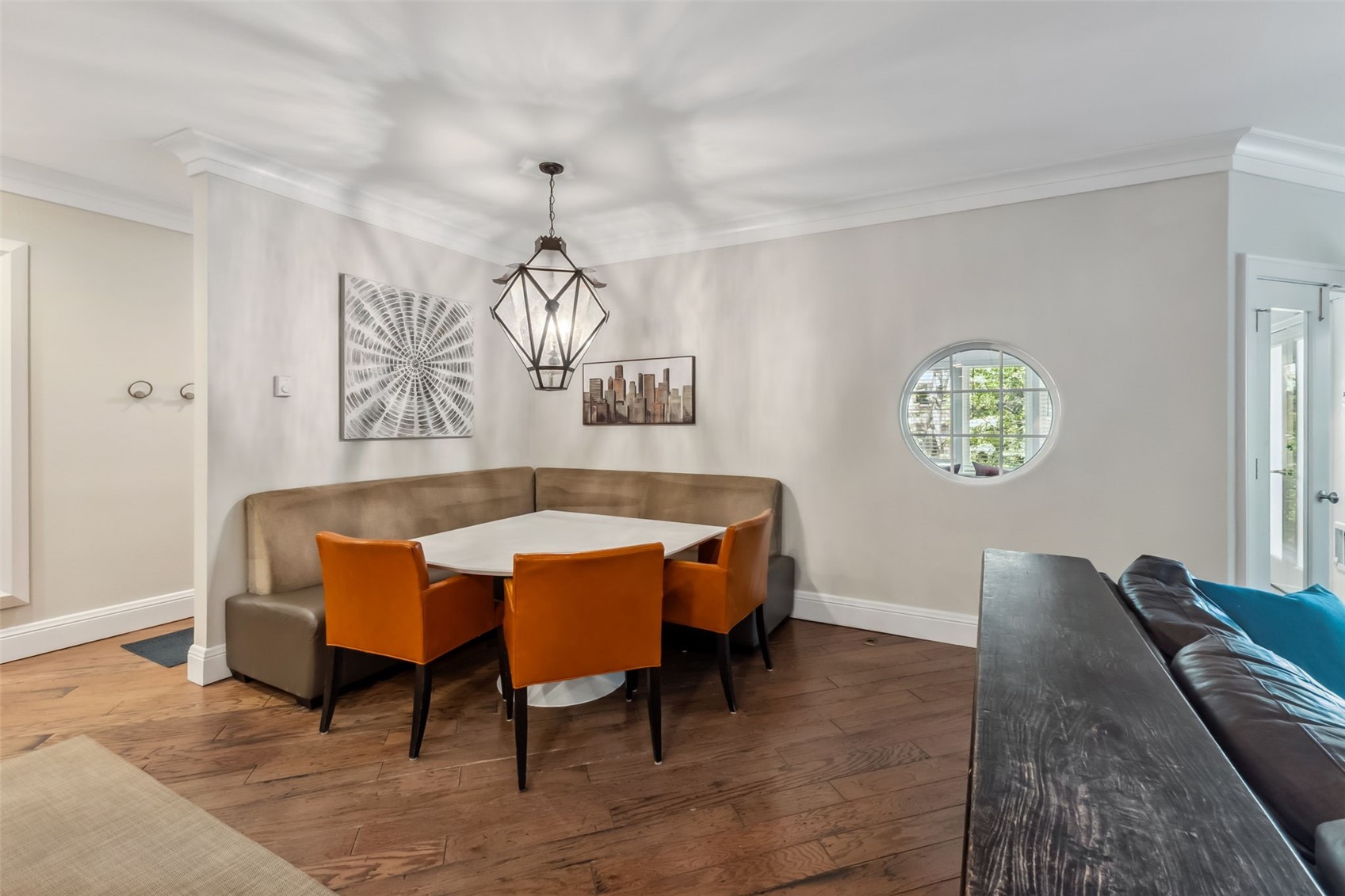 1207 West Keystone Road, Unit 2701 Keystone, CO 80435 - Photo 12 of 41 Dining room with crown molding, wood-type flooring, and a chandelier