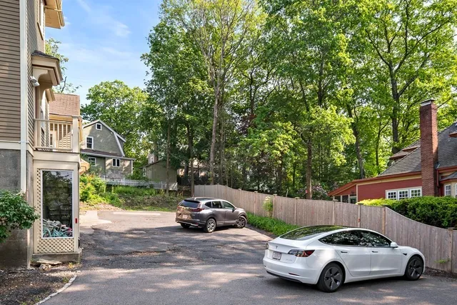 a car parked in front of a house