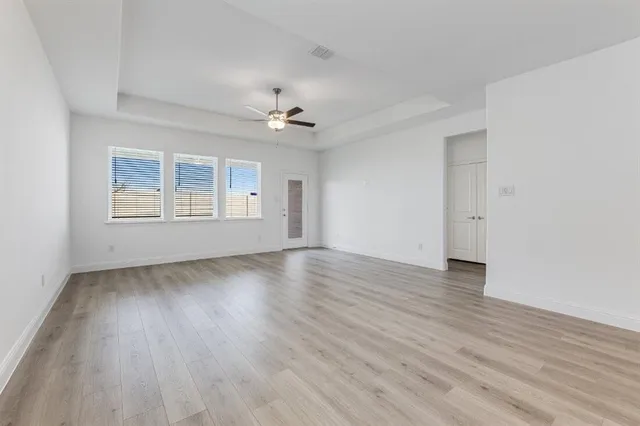 a view of an empty walk in closet