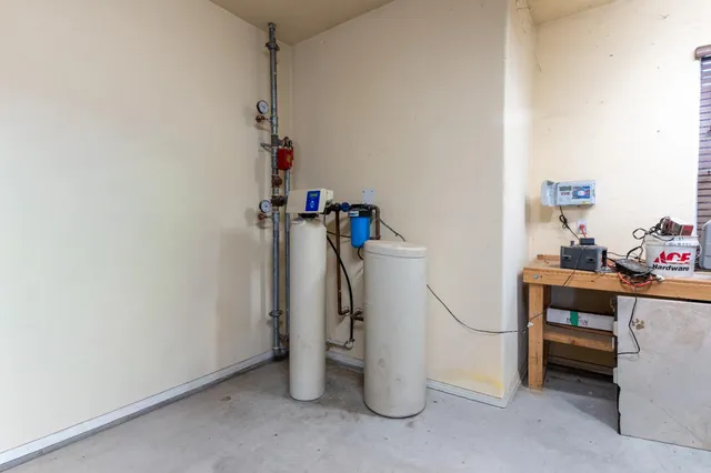 a view of an empty room with a glass door