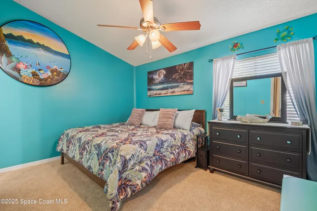 a view of an ocean and a building