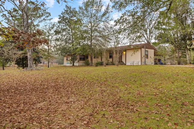 a view of a yard with a tree