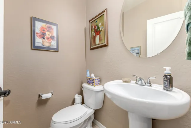 a bathroom with a sink a mirror and a toilet