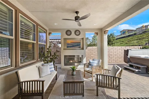 a view of a patio with a couch