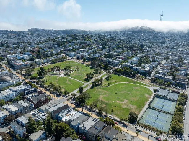 an aerial view of a city