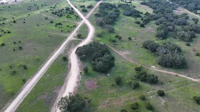 a view of a lake with a yard and large trees