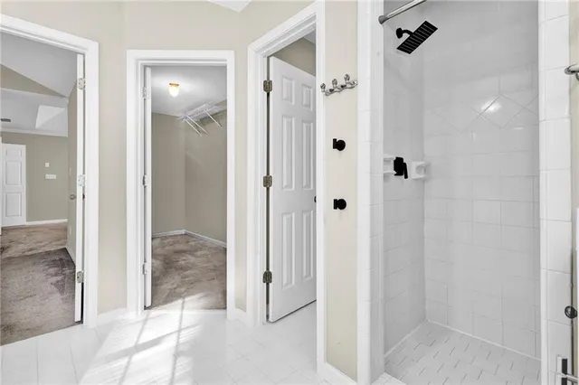 a view of a bathroom from a bathroom