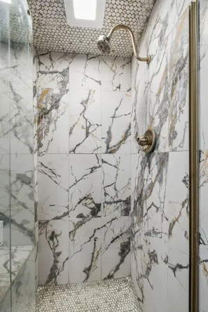 a bathroom with a bathtub