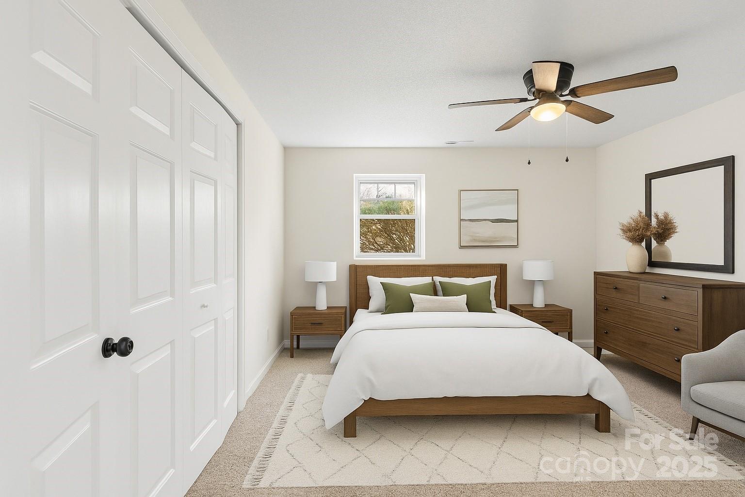 717 Perth Road Troutman, NC 28166 - Photo 10 of 15 a bedroom with a bed and a chandelier