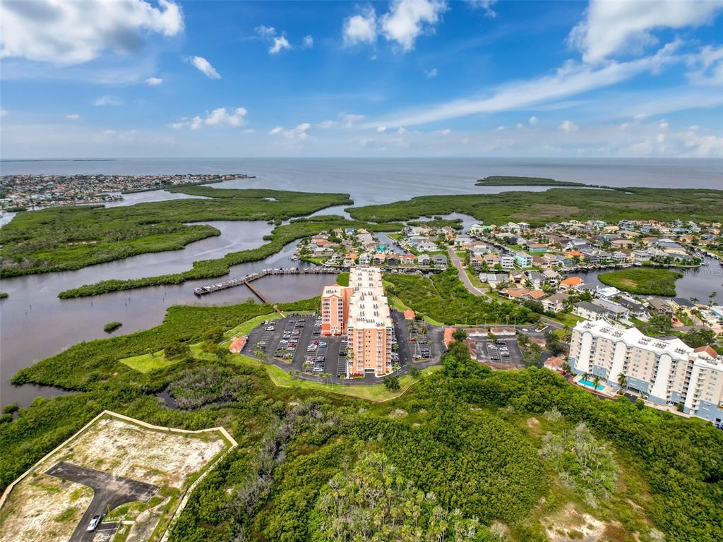 a view of a city with a lake view