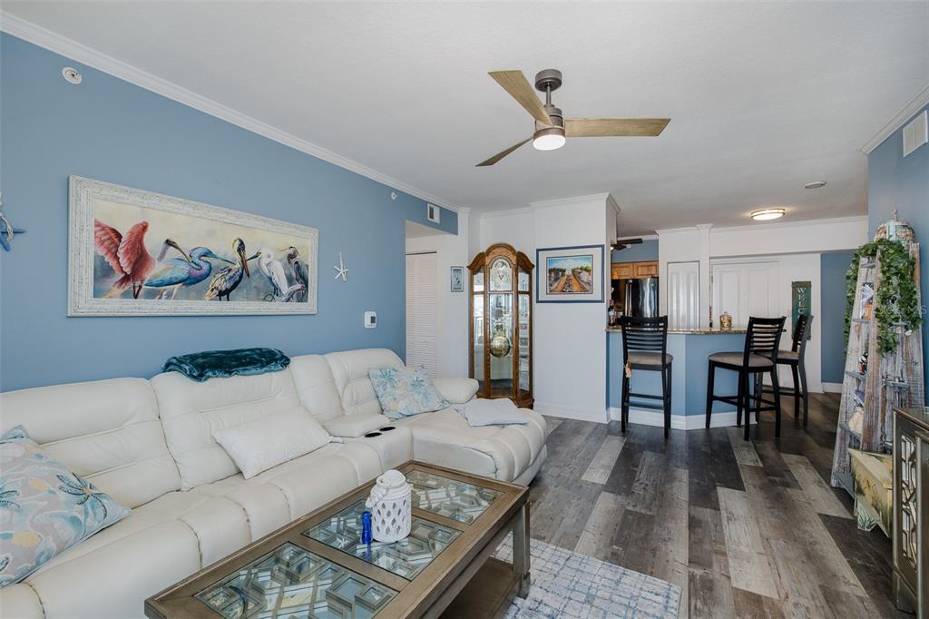 4516 Seagull Drive, Unit 615 New Port Richey, FL 34652 - Photo 5 of 45 a living room with furniture and kitchen view