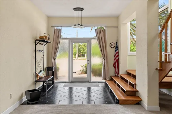 a living room with furniture