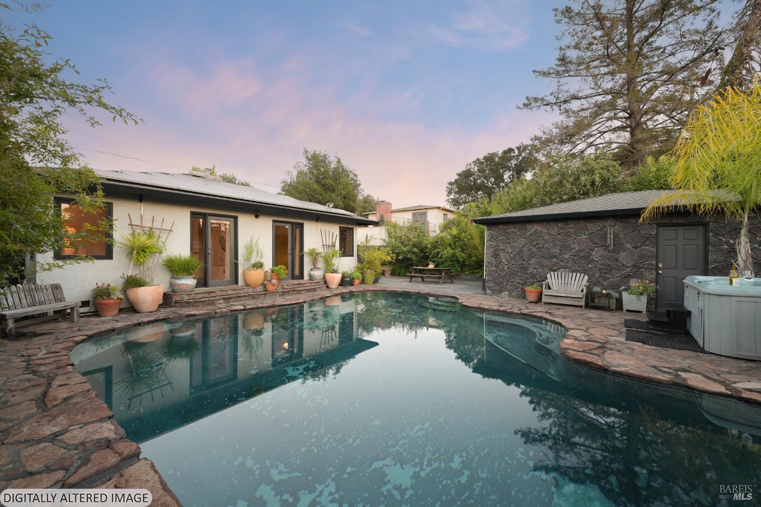 Pool, spa, 2-car garage with conversion potential (buyer to verify).